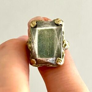 Digby & Iona - Catbird NYC - unique cocktail ring - brass + emerald cut gunmetal